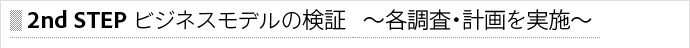 2st　STEP　ビジネスモデルの検証～各調査・計画を実施～